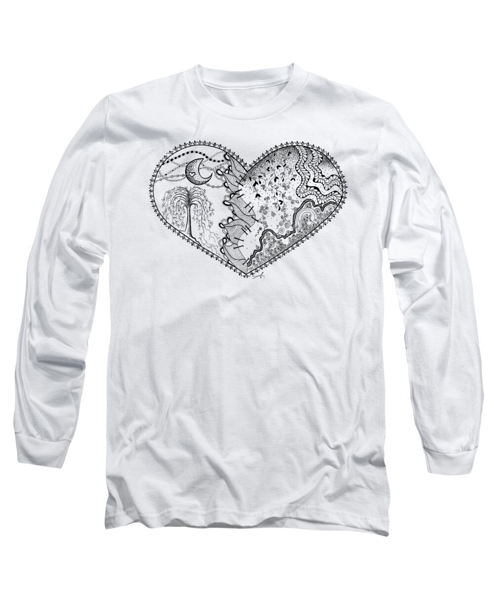 Broken Heart Long Sleeve T-Shirt featuring the drawing Repaired Heart by Ana V Ramirez