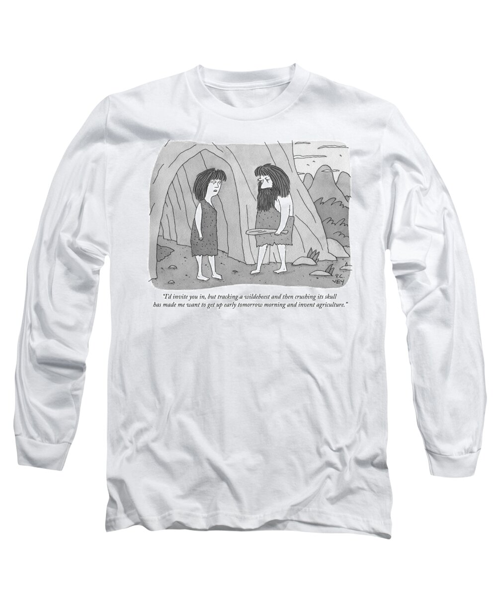 i'd Invite You In Long Sleeve T-Shirt featuring the drawing Inventing agriculture by Peter C Vey