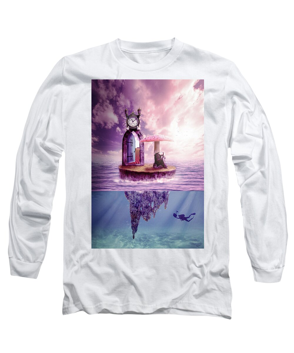 Perspective Long Sleeve T-Shirt featuring the digital art Island Dreaming by Nathan Wright