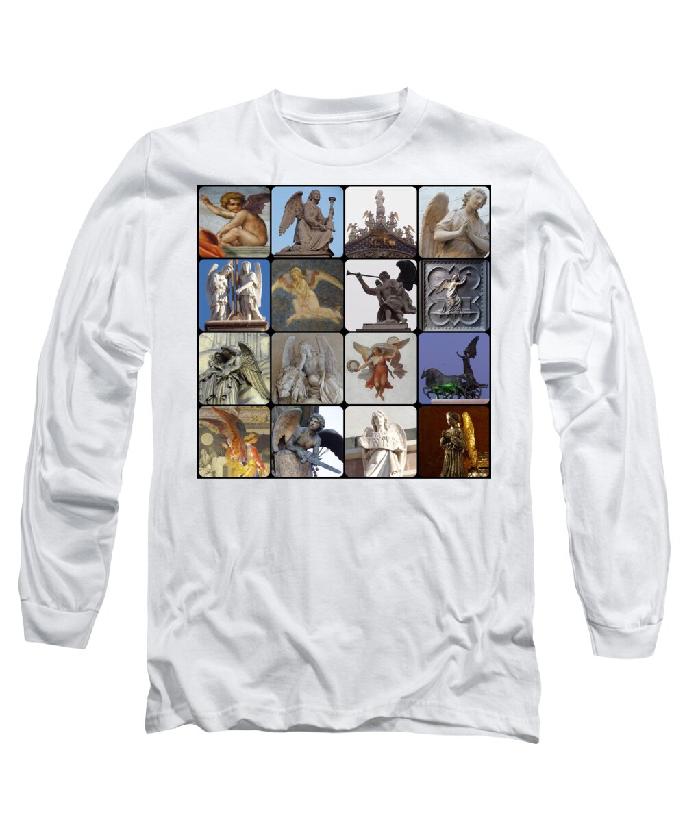 Italy Angels Wings Collage Long Sleeve T-Shirt featuring the photograph Italian Angels by Tim Mattox