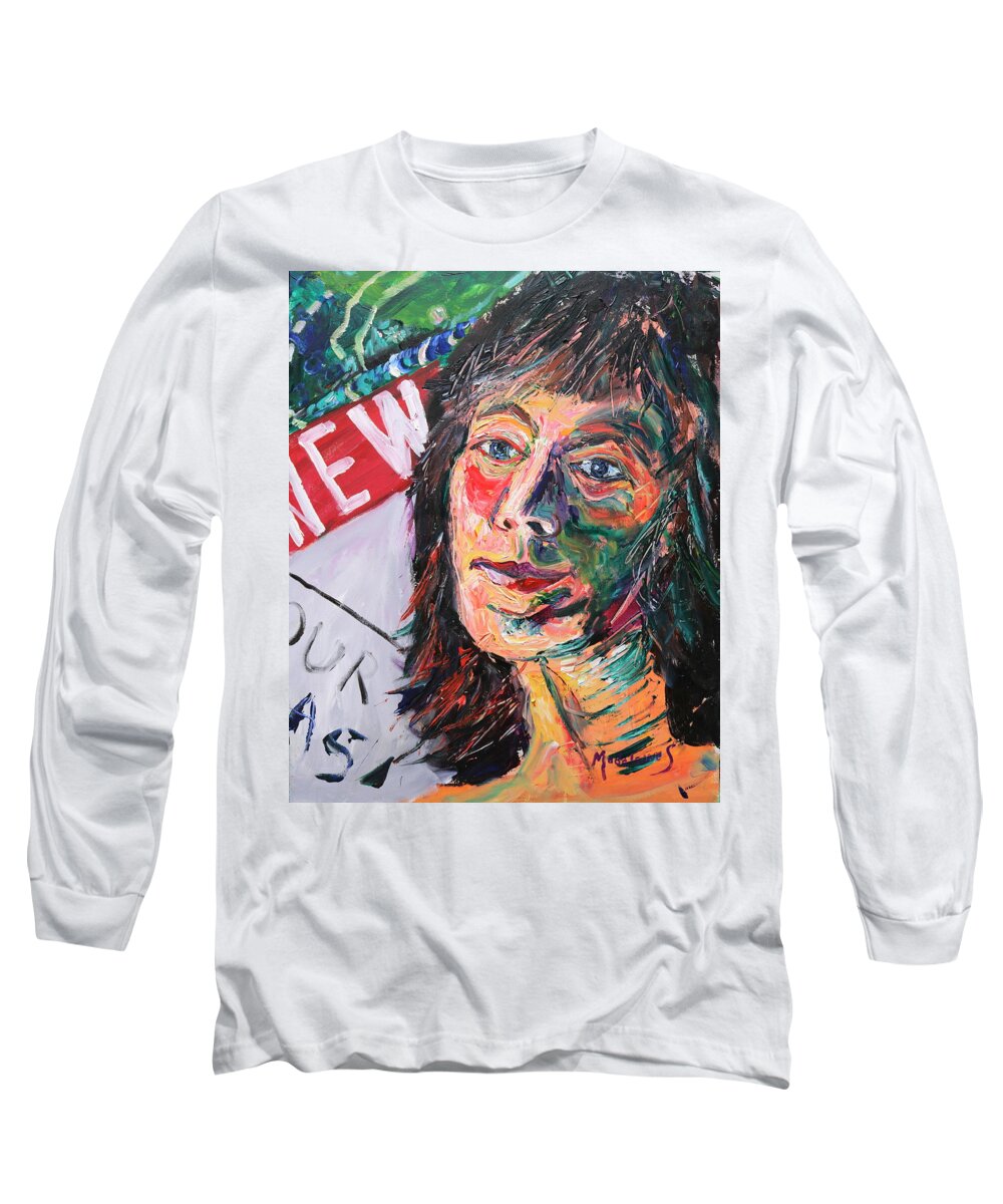 Portraits Long Sleeve T-Shirt featuring the painting It's a New Day by Madeleine Shulman