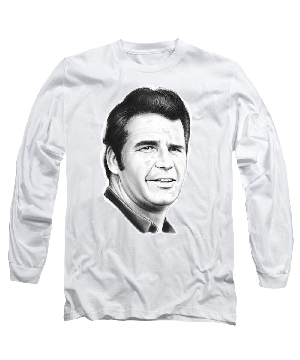 James Garner Long Sleeve T-Shirt featuring the drawing James Garner by Greg Joens