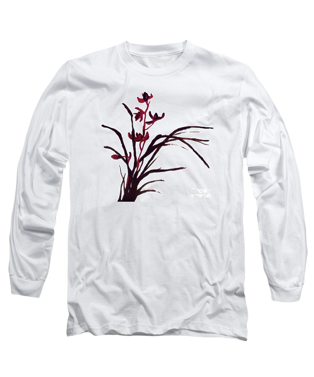 Oriental Flowers Long Sleeve T-Shirt featuring the painting Japanese Spring by Jilian Cramb - AMothersFineArt