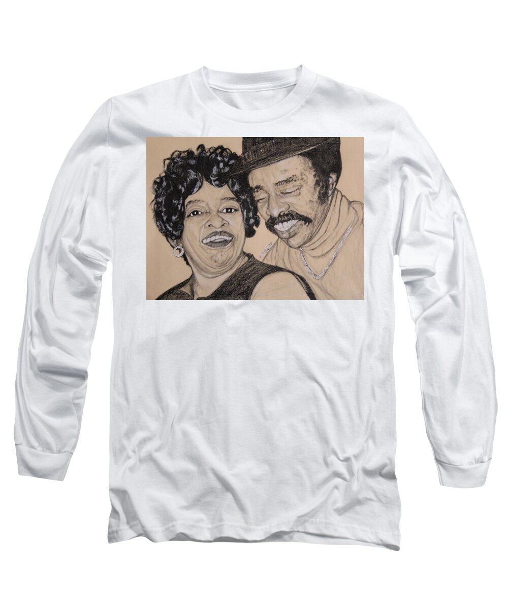 Portrait Long Sleeve T-Shirt featuring the drawing JB WG Portrait by Michelle Gilmore