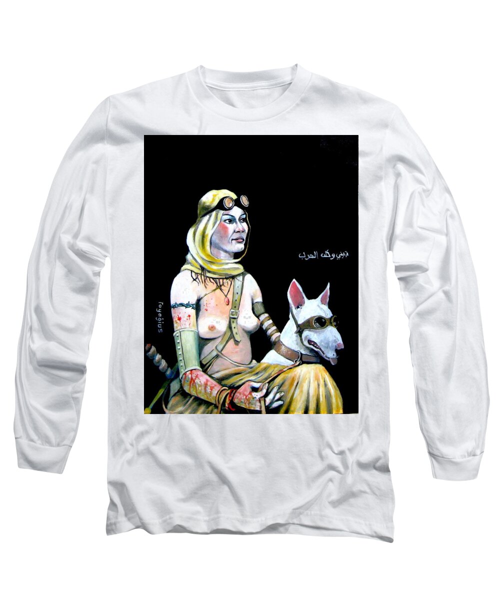 Female Nude Long Sleeve T-Shirt featuring the painting Jenny and Wardog by Ray Agius