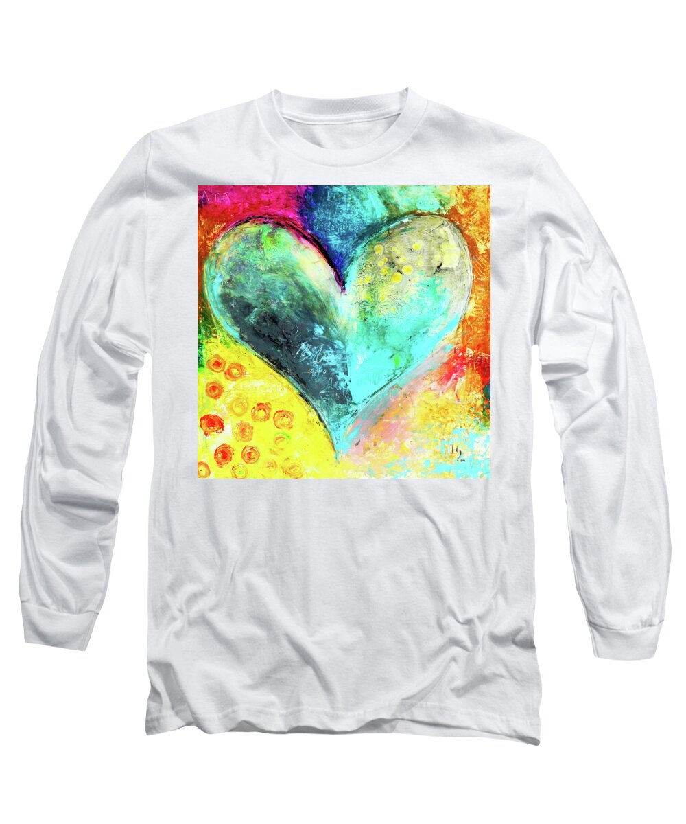 Heart Long Sleeve T-Shirt featuring the painting Just Beathe by Ivan Guaderrama