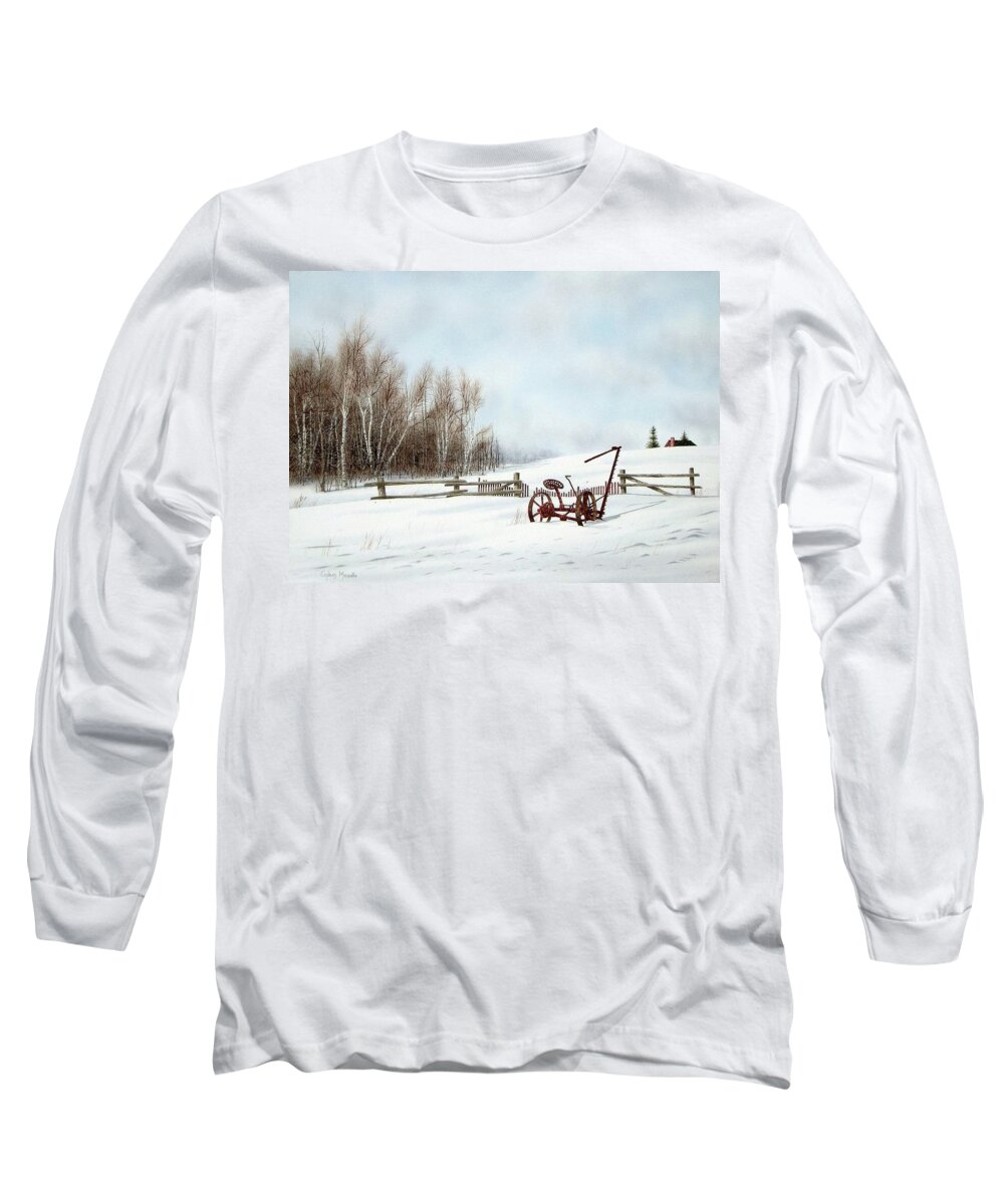 Landscape Long Sleeve T-Shirt featuring the painting Just waiting for Spring by Conrad Mieschke