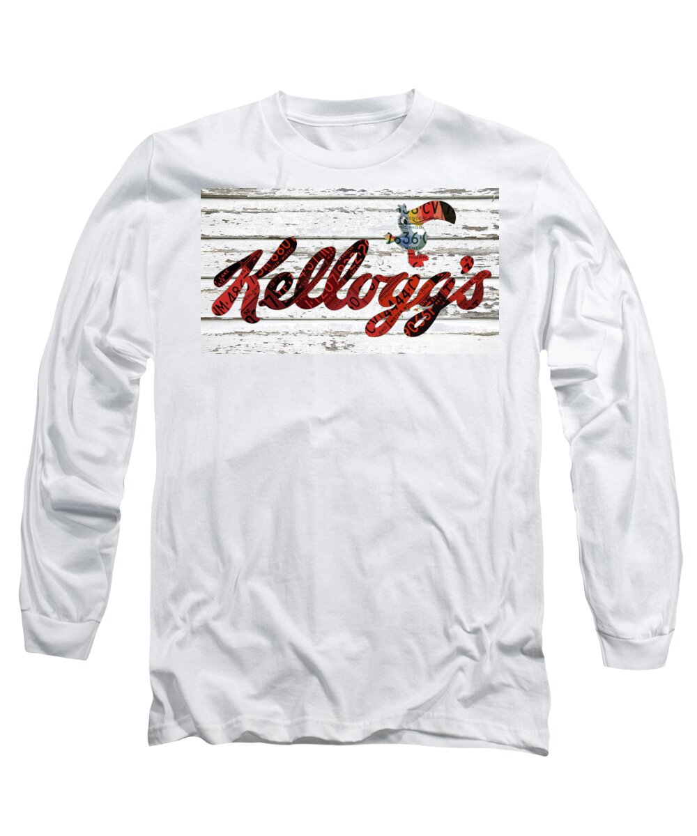 Kelloggs Fruit Loops Cereal Michigan Vintage License Plate Art Long Sleeve  T-Shirt by Design Turnpike - Pixels
