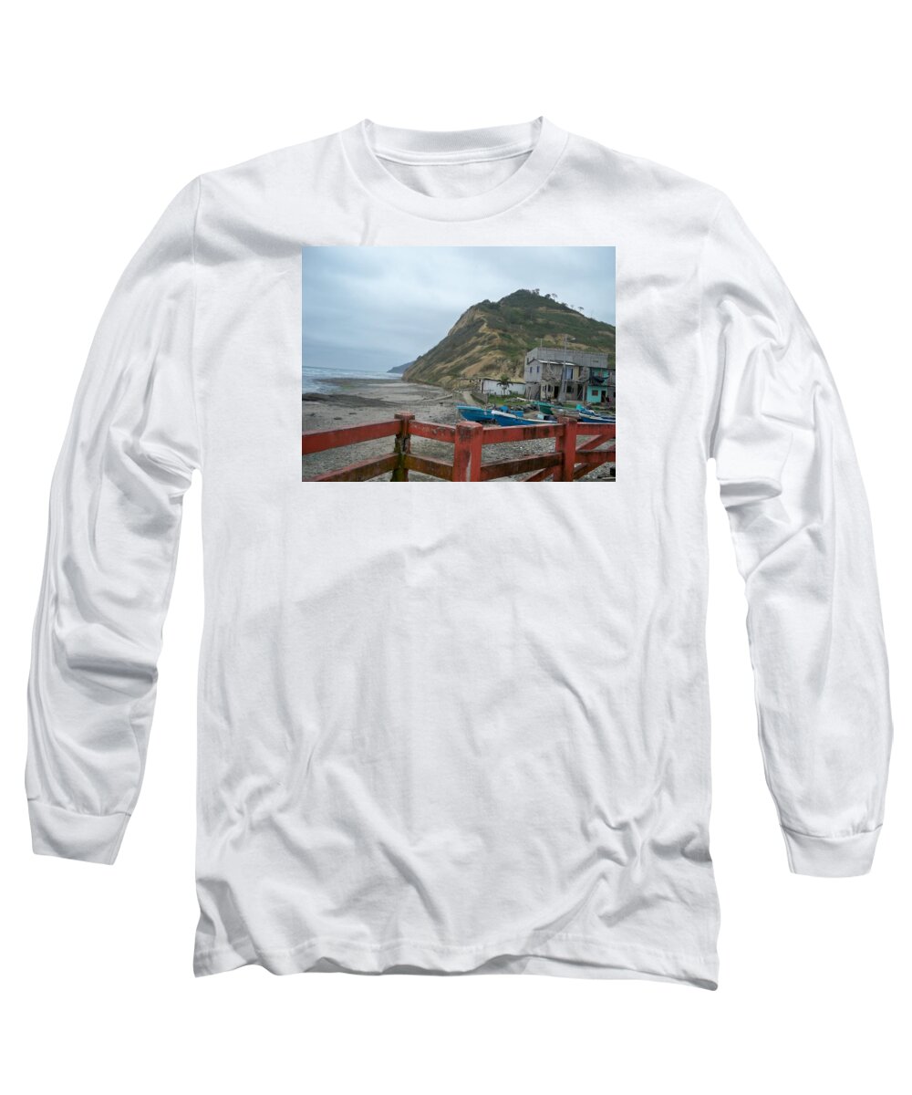 La Entrada Long Sleeve T-Shirt featuring the photograph La Entrada Beach by Nancy Graham