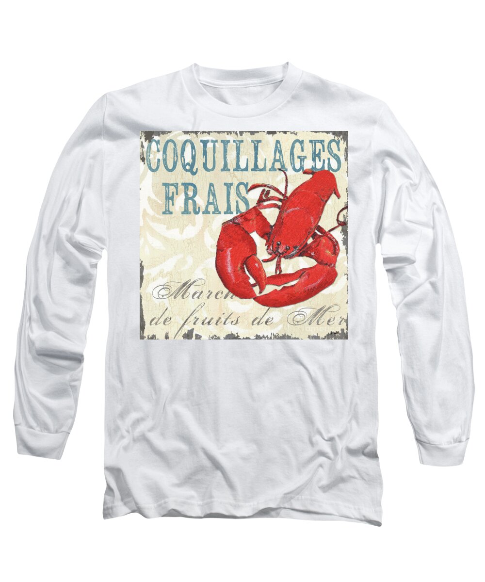 Coastal Long Sleeve T-Shirt featuring the painting La Mer Shellfish 2 by Debbie DeWitt