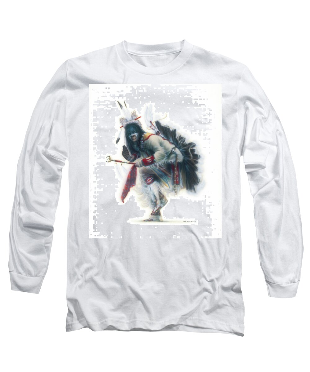  Long Sleeve T-Shirt featuring the painting Lakota Dancer by Wayne Pruse