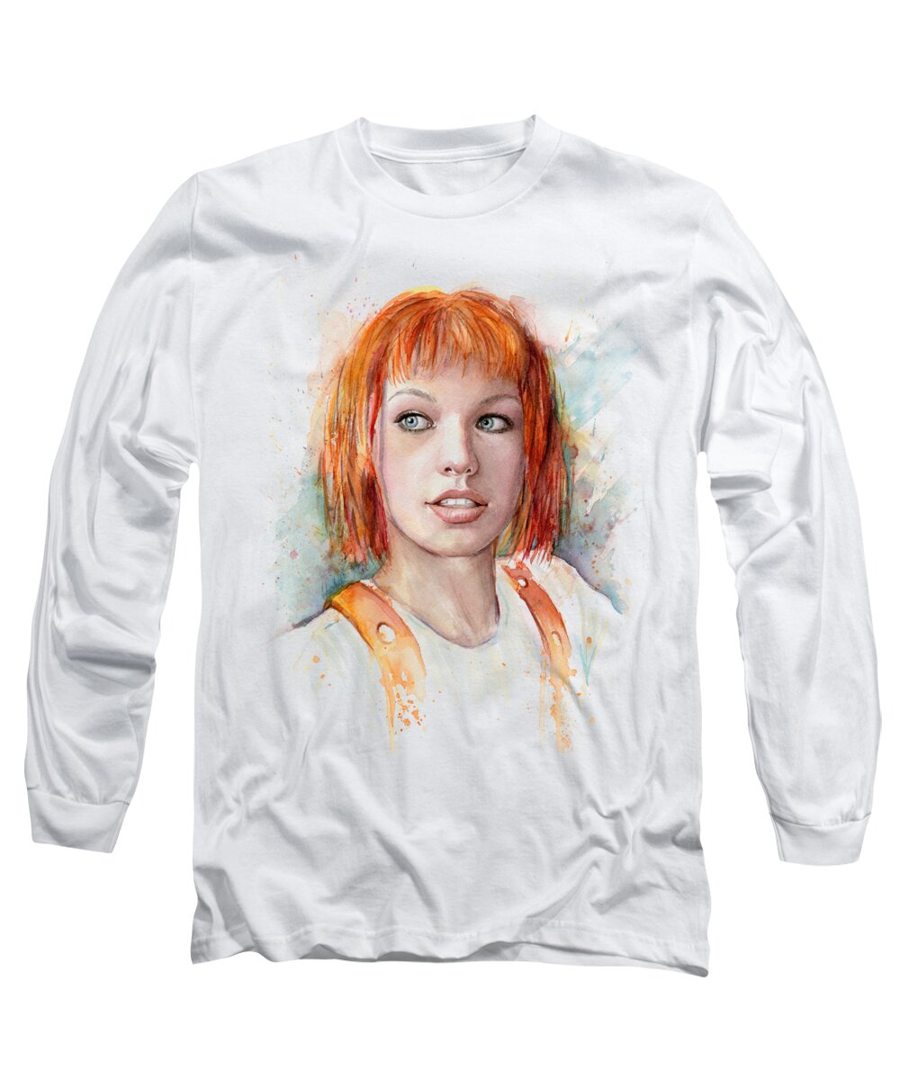 The Fifth Element Long Sleeve T-Shirt featuring the painting Leeloo by Olga Shvartsur