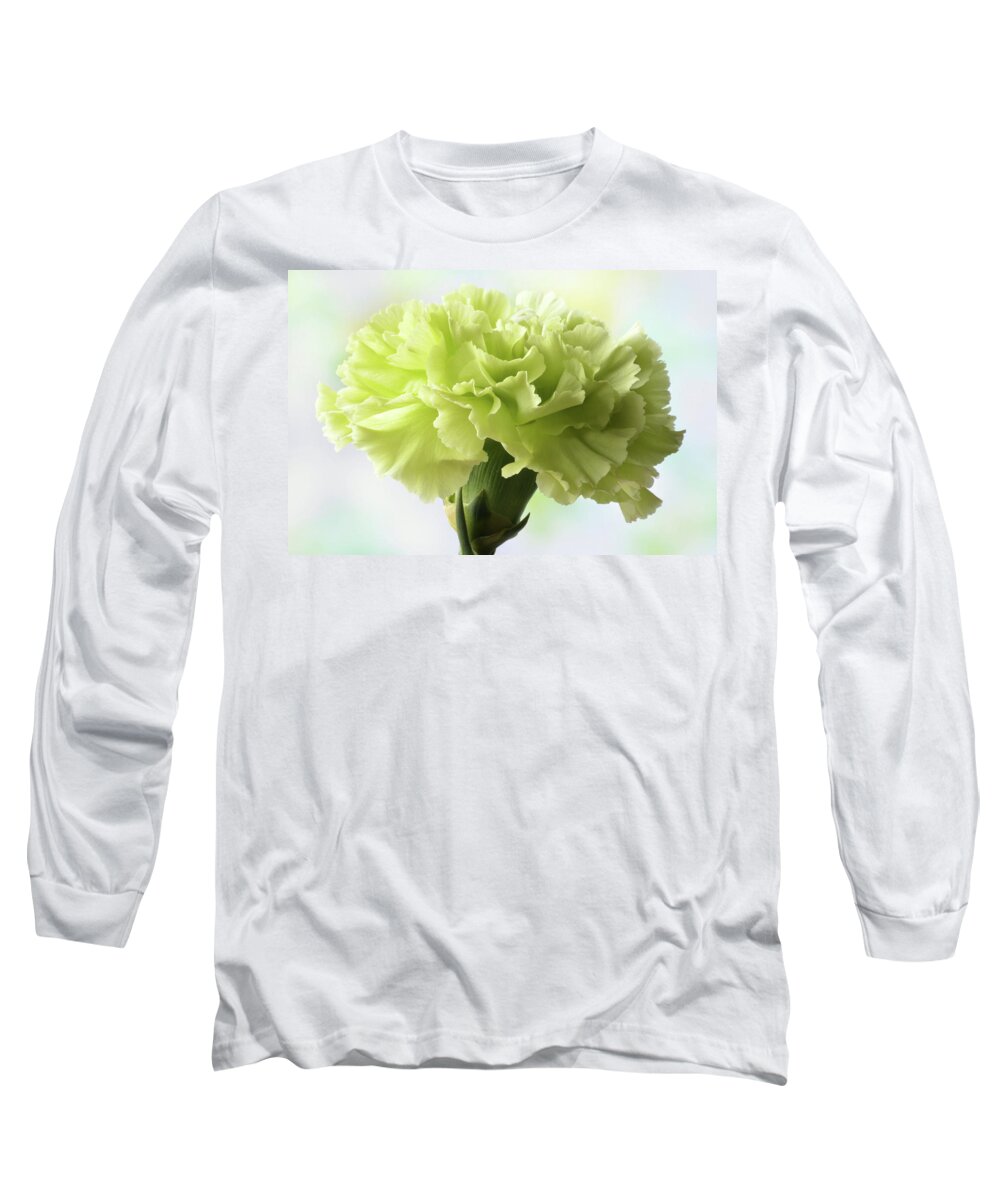 Carnation Long Sleeve T-Shirt featuring the photograph Lemon Carnation by Terence Davis