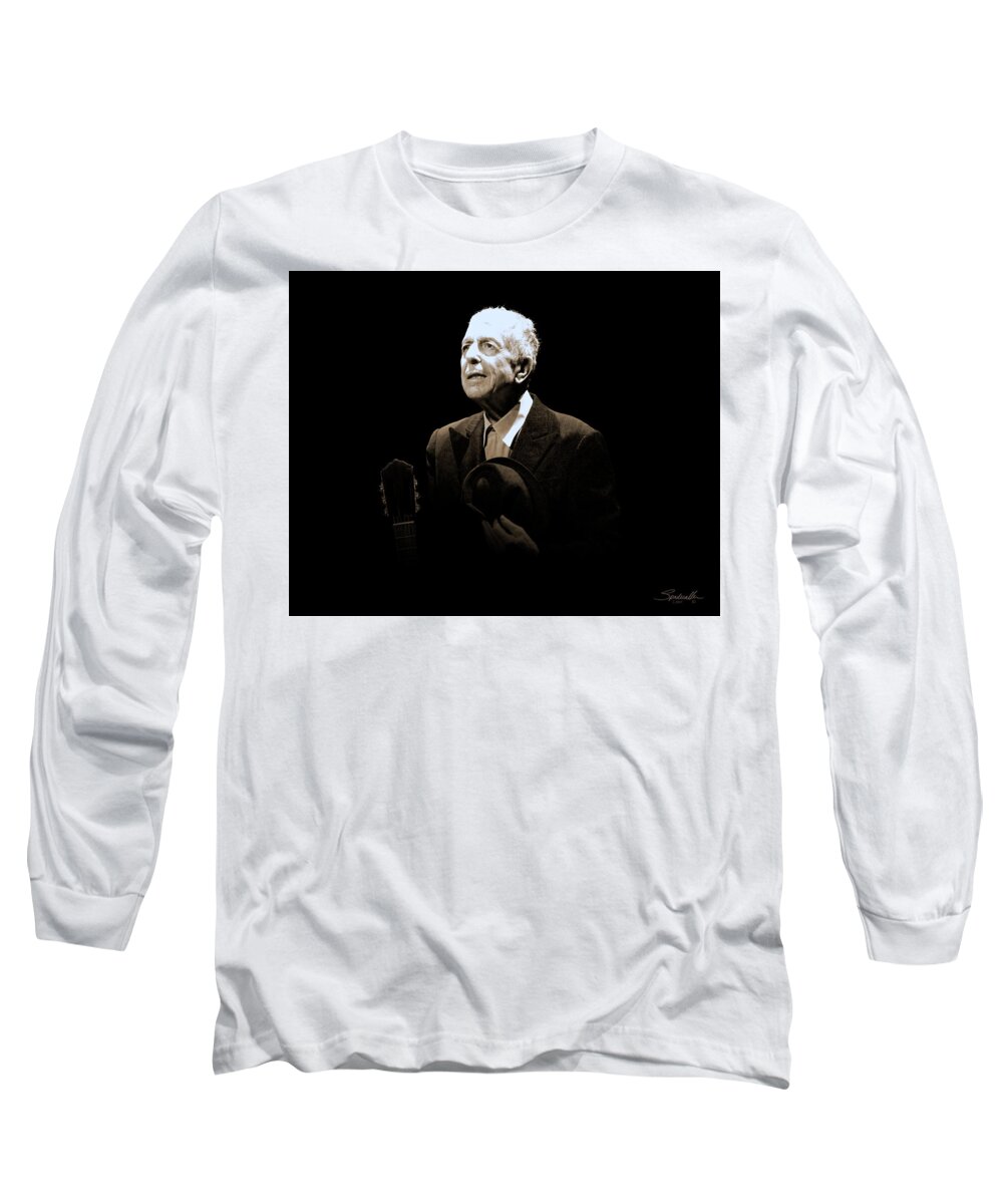 Leonard Cohen; Portrait; Epitaph; Remembrance; Memorial; Commemoration; Elegy; Songwriter; Poet; Painter; Author; Musician; Spadecaller Long Sleeve T-Shirt featuring the digital art Portrait of Leonard Cohen by M Spadecaller