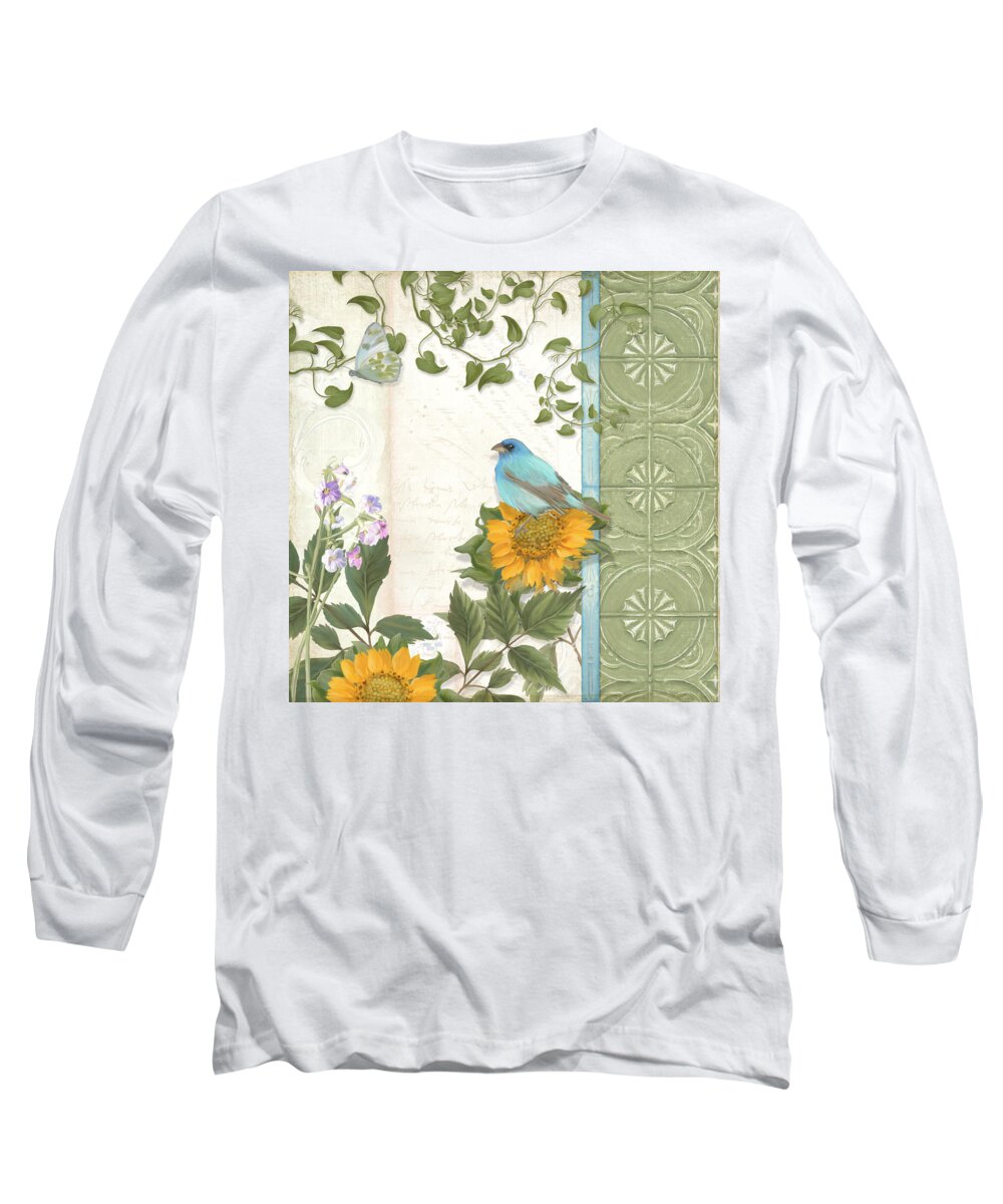Les Magnifiques Fleurs Long Sleeve T-Shirt featuring the painting Les Magnifiques Fleurs IV - Secret Garden by Audrey Jeanne Roberts