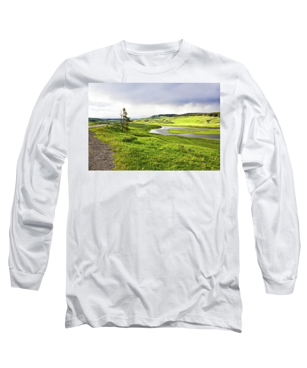 Yellowstone National Park Long Sleeve T-Shirt featuring the photograph Light before the storm by Tatiana Travelways