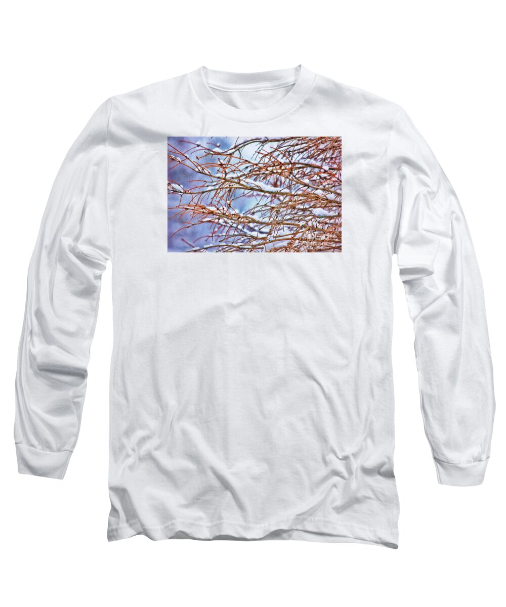 Winter Long Sleeve T-Shirt featuring the photograph Lingering Winter Snow by Sharon McConnell
