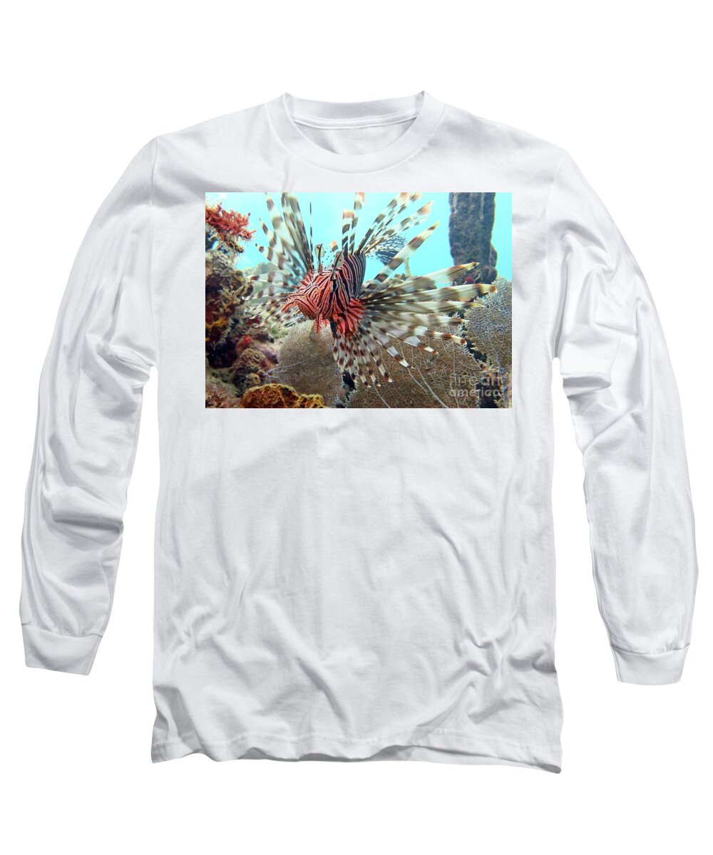 Underwater Long Sleeve T-Shirt featuring the photograph Lionfish by Daryl Duda
