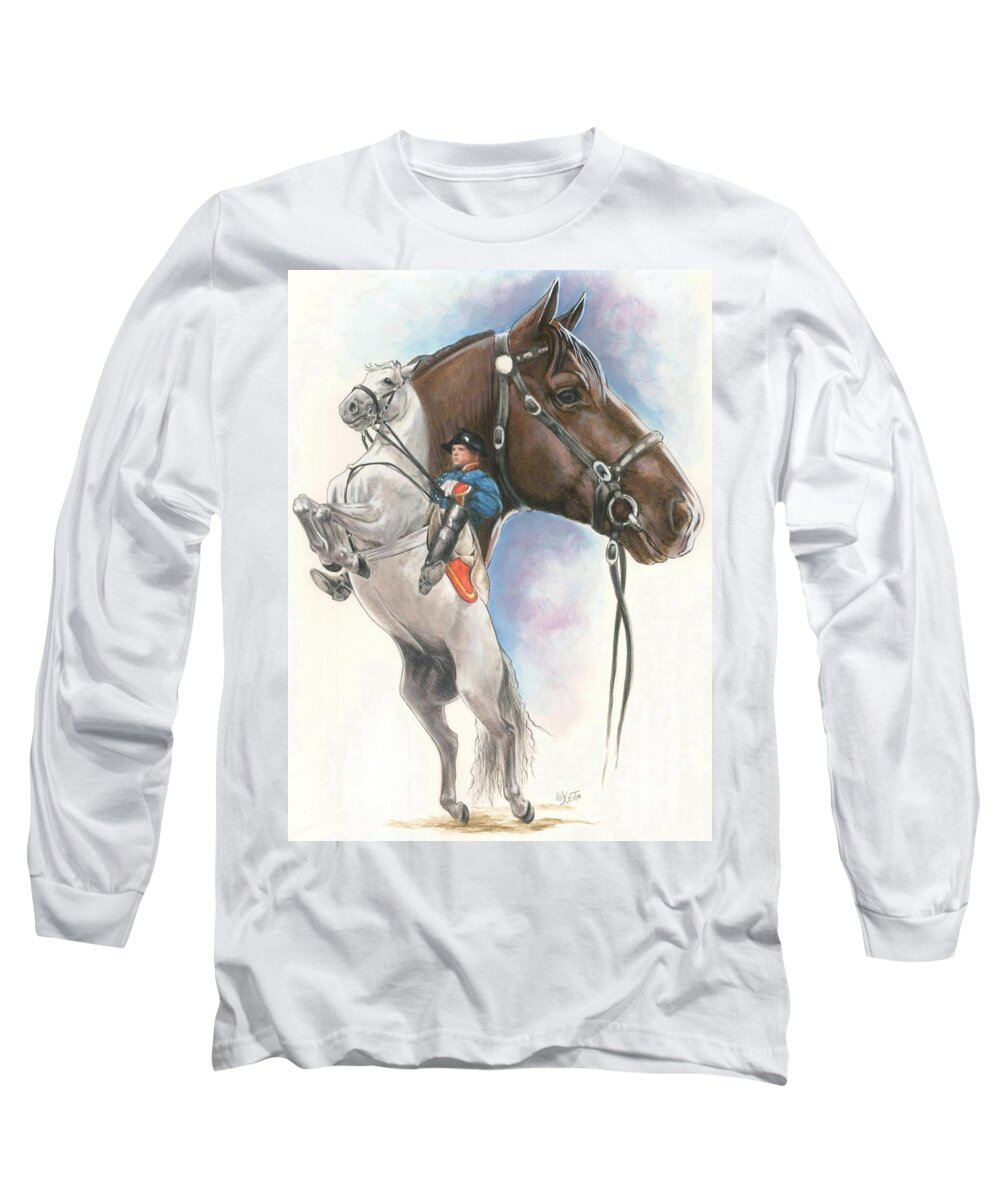 Spanish Riding School Long Sleeve T-Shirt featuring the mixed media Lippizaner by Barbara Keith