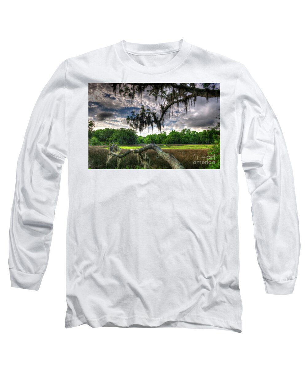 Live Oak Tree Long Sleeve T-Shirt featuring the photograph Live Oak Marsh View by Dale Powell