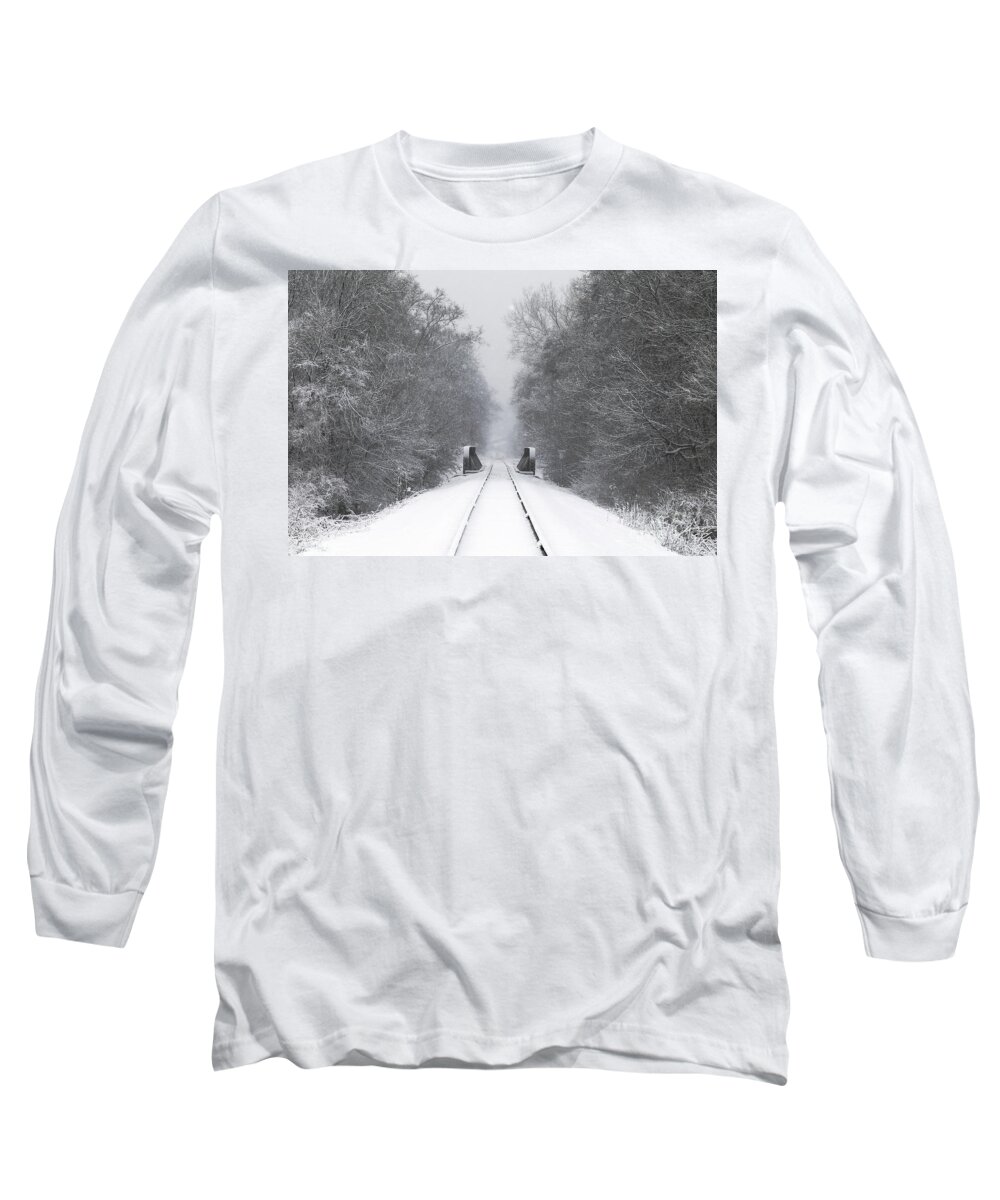 Railroad Tracks Long Sleeve T-Shirt featuring the photograph Look South by Stephen Schwiesow