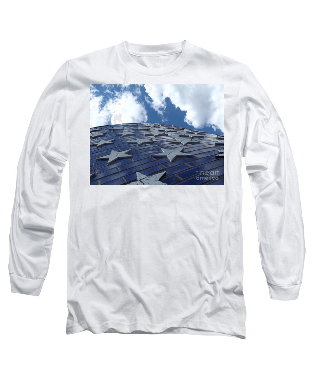 Flag Long Sleeve T-Shirt featuring the photograph Lookig Up at the Stars and Blue Sky by Erick Schmidt