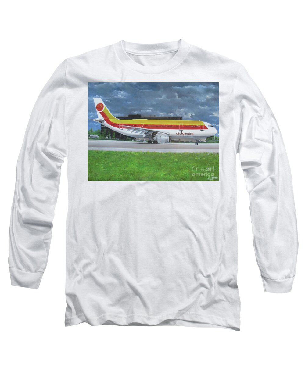 Air Jamaica Long Sleeve T-Shirt featuring the painting Love Bird by Kenneth Harris
