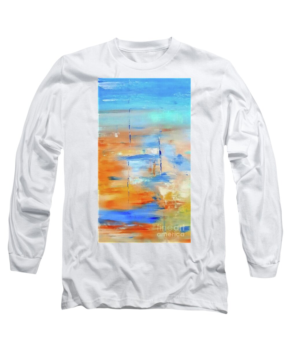 Low Tide Long Sleeve T-Shirt featuring the painting Low Tide by Tracey Lee Cassin