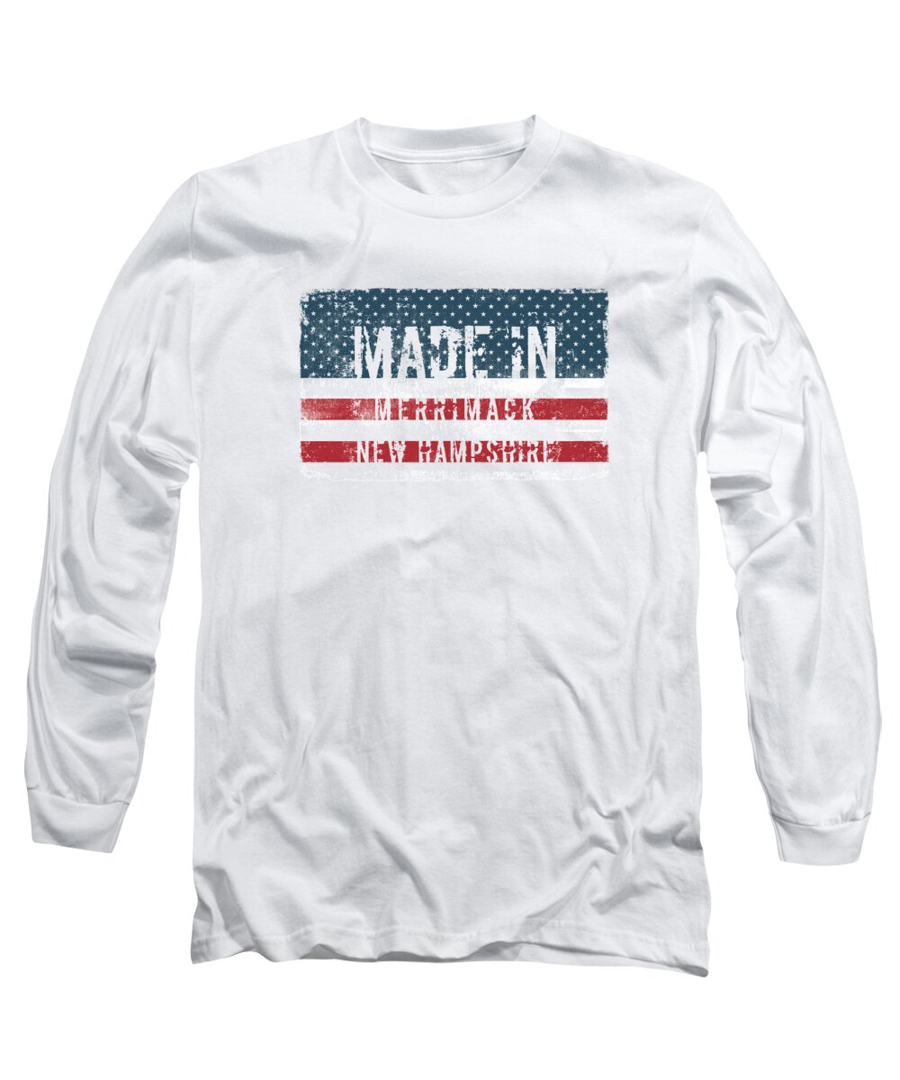 Merrimack Long Sleeve T-Shirt featuring the digital art Made in Merrimack, New Hampshire by Tinto Designs
