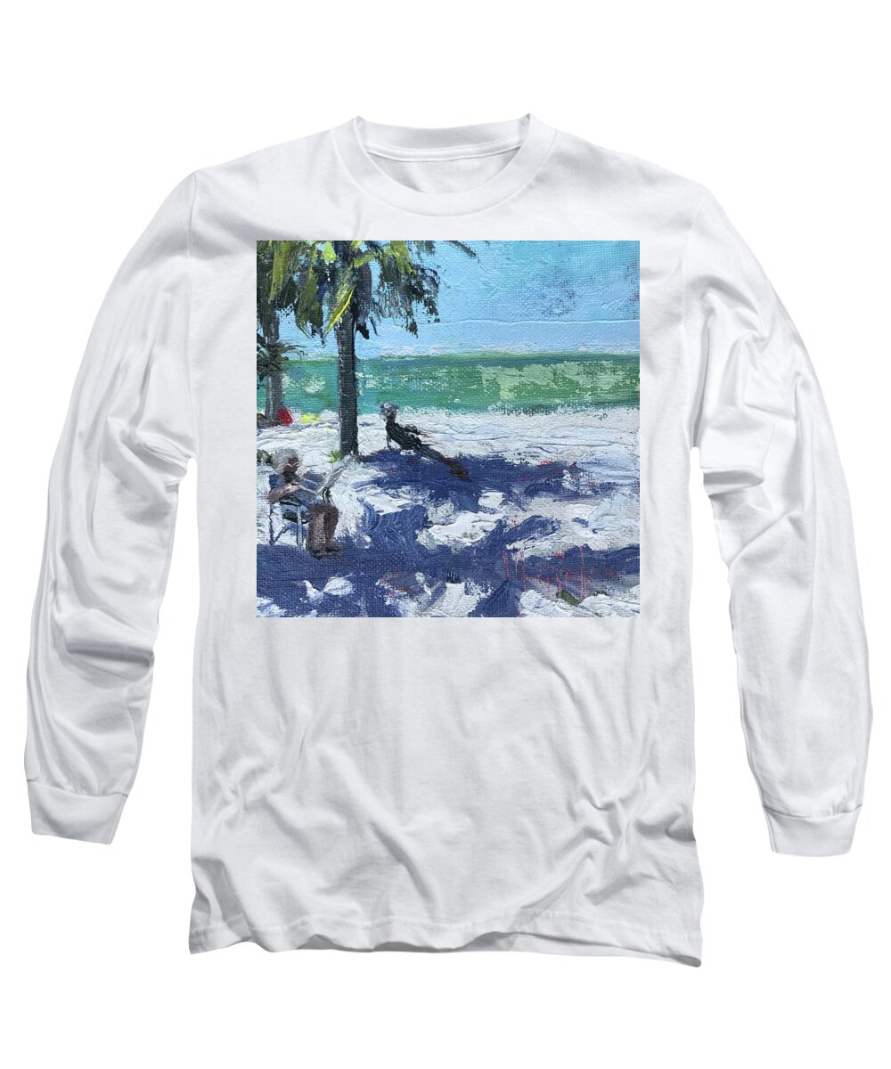 Palm Tree Long Sleeve T-Shirt featuring the painting Made in the Shade by Maggii Sarfaty