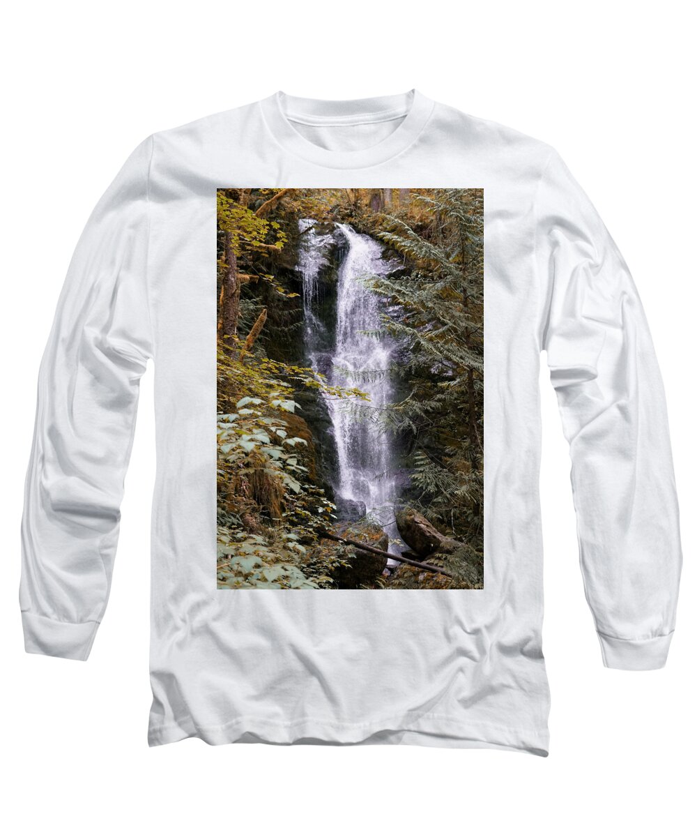 River Long Sleeve T-Shirt featuring the photograph Magical Falls Quinault Rain Forest by Michael Hope
