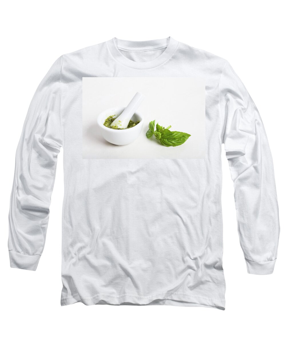 Pesto Long Sleeve T-Shirt featuring the photograph Making pesto by Diane Macdonald