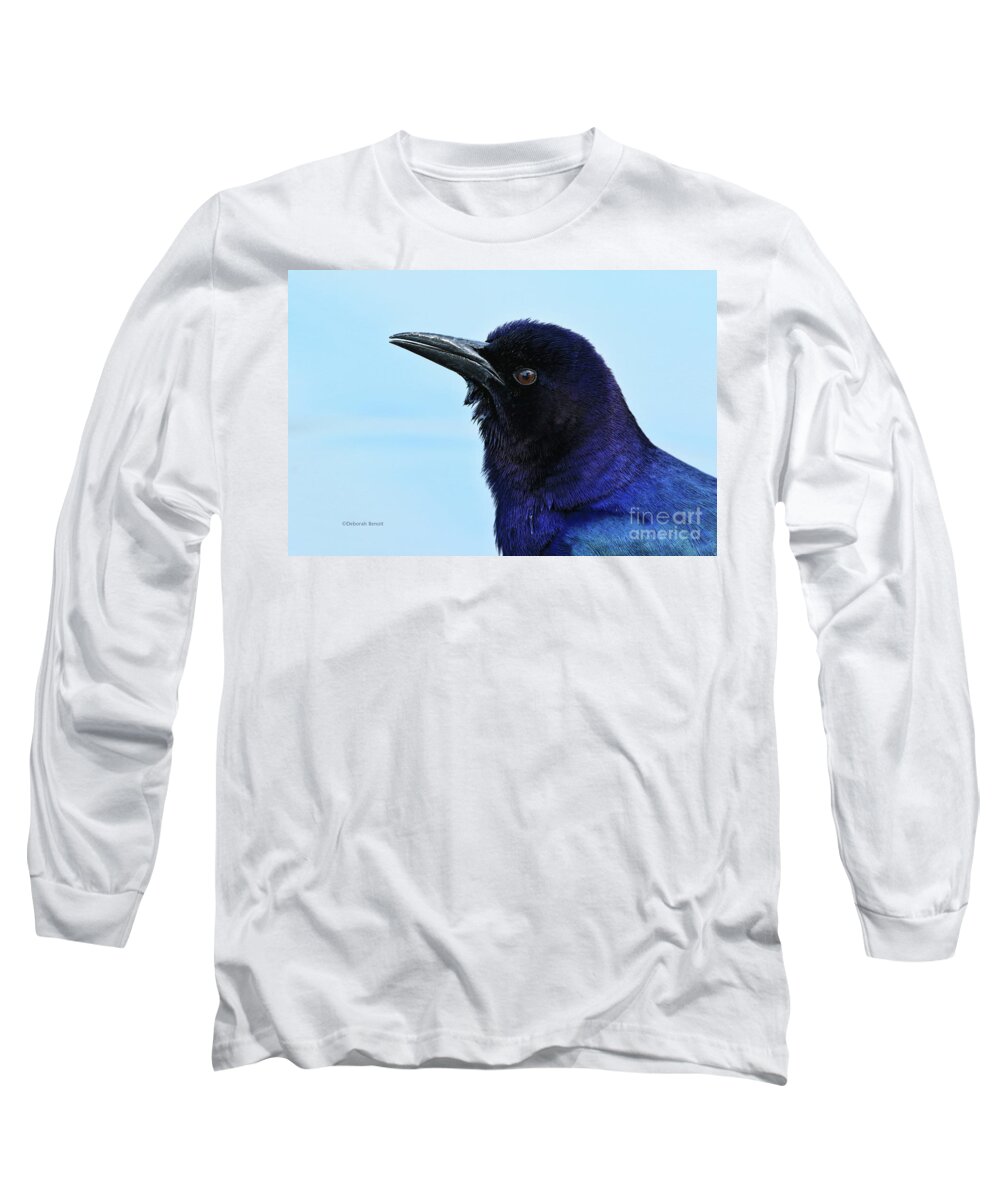 Bird Long Sleeve T-Shirt featuring the photograph Male Grackle Beauty by Deborah Benoit