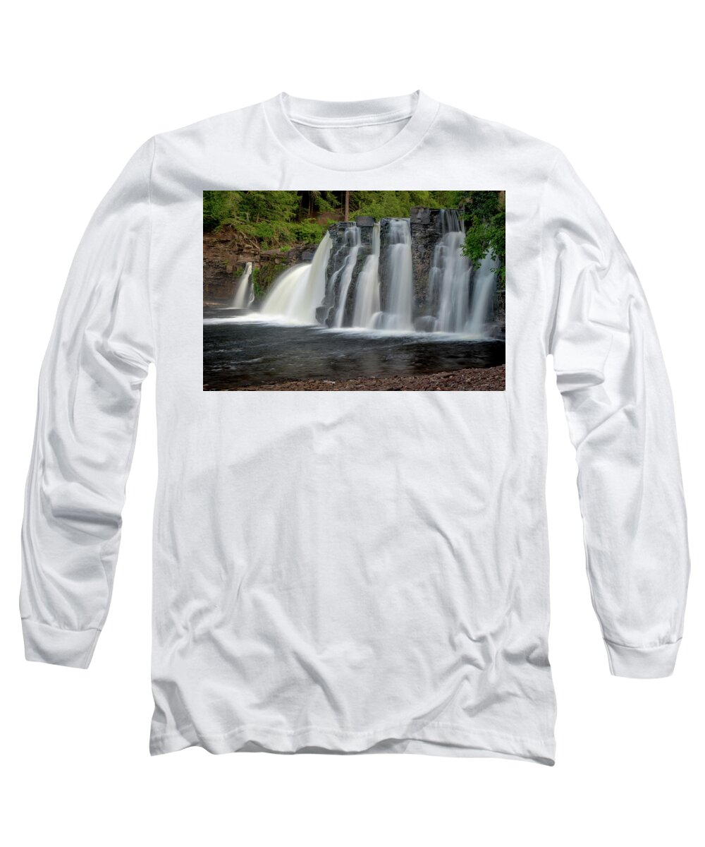Manabezho Falls Long Sleeve T-Shirt featuring the photograph Manabezho Falls by Gary McCormick