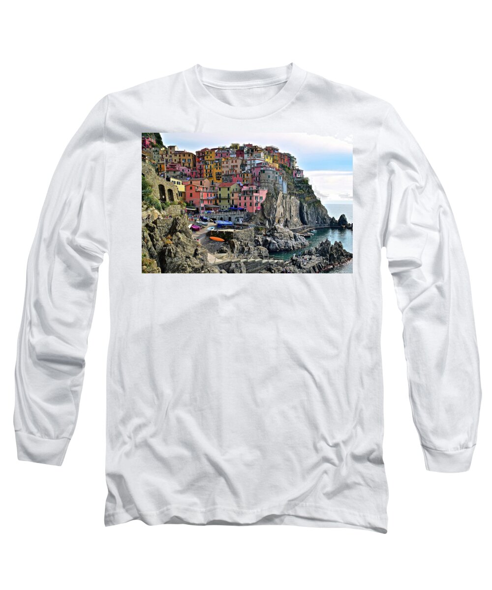 Manarola Long Sleeve T-Shirt featuring the photograph Manarola Version Four by Frozen in Time Fine Art Photography
