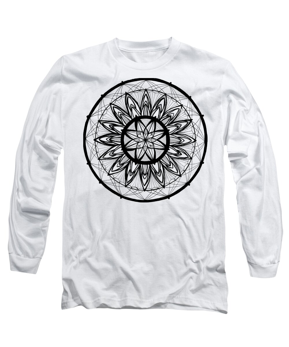 Mandala Long Sleeve T-Shirt featuring the drawing Mandala #2 - Threaded Beauty by Eseret Art