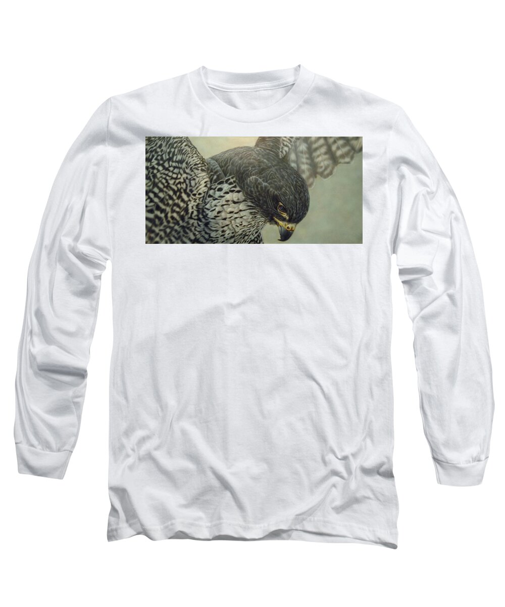  Long Sleeve T-Shirt featuring the painting Mandy and Jeremy's Peregrine by Wayne Pruse