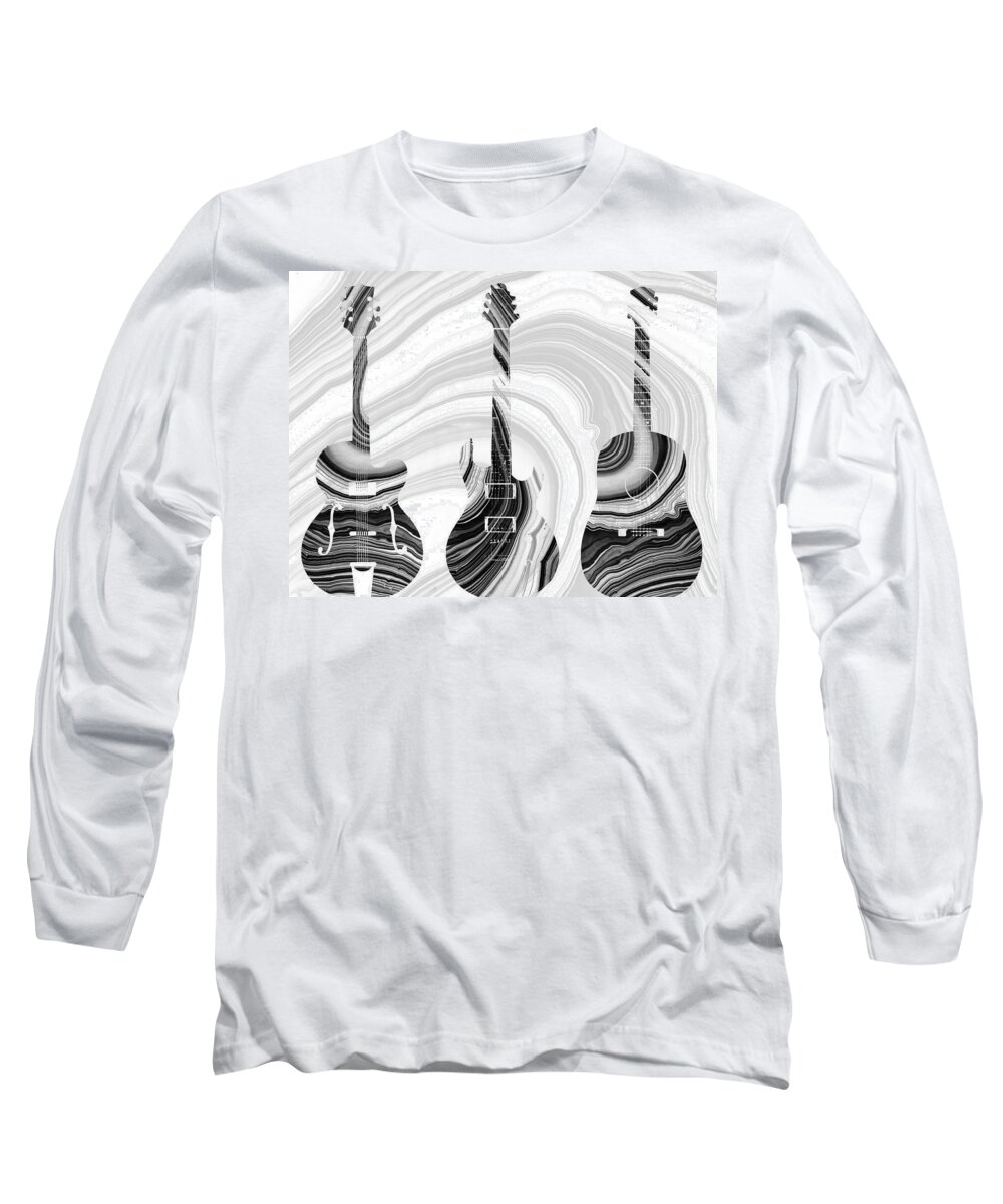 Marbled Music Art - Three Guitars - Sharon Cummings Long Sleeve T-Shirt ...