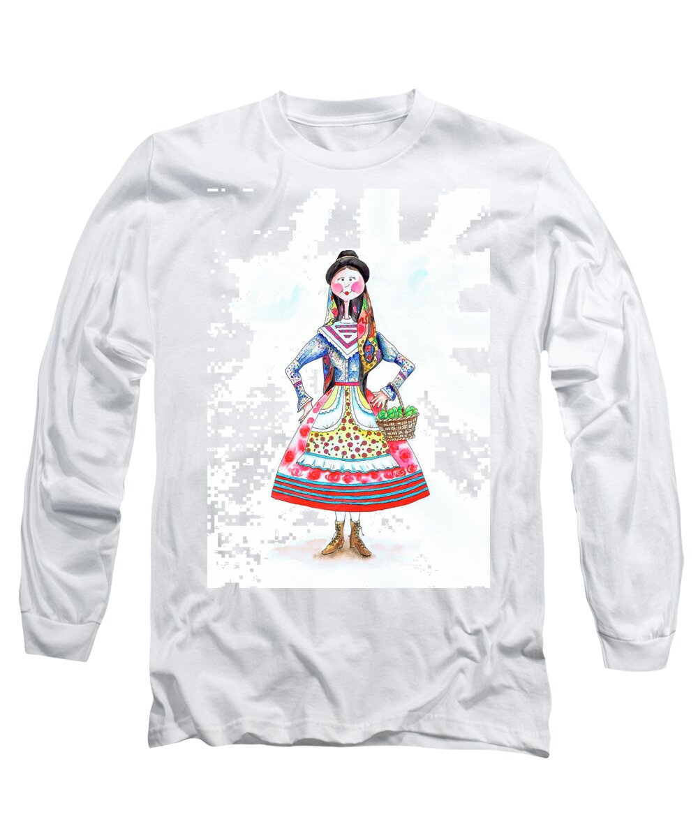 Portugal Long Sleeve T-Shirt featuring the painting Maria do Algarve by Isabel Salvador