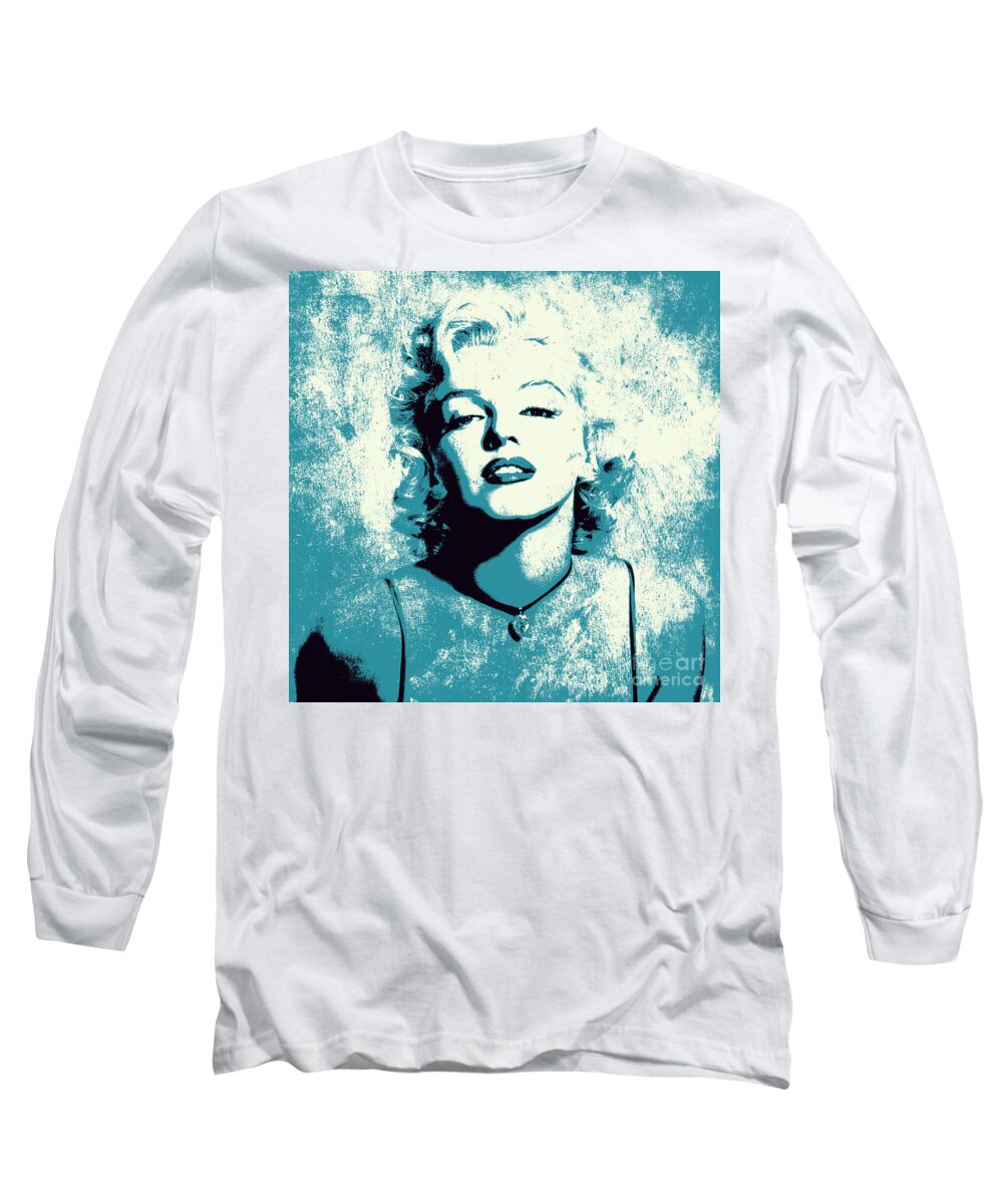 Marylin Long Sleeve T-Shirt featuring the digital art Marilyn Monroe - 201 by Variance Collections