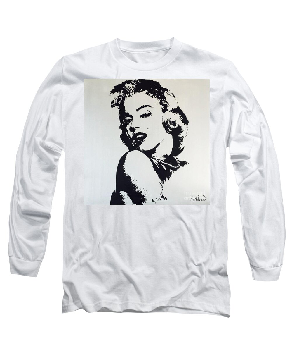 Marilyn Monroe Long Sleeve T-Shirt featuring the painting MARILYN MONROE / Glamour by Kathleen Artist PRO