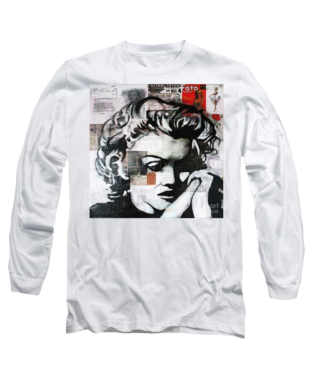 Marilyn Monroe Long Sleeve T-Shirt featuring the painting MARILYN MONROE / Memory by Kathleen Artist PRO