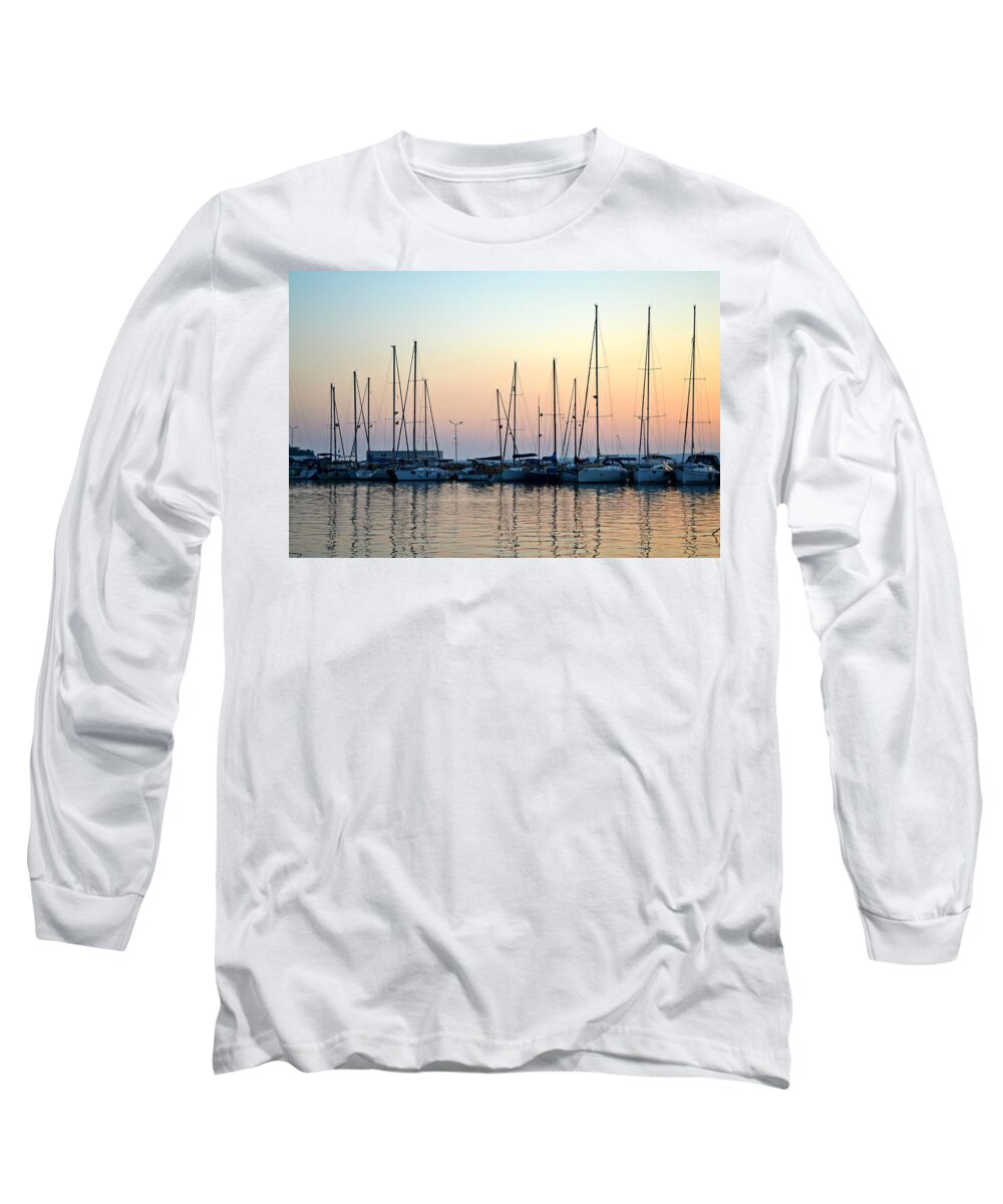 Boats Long Sleeve T-Shirt featuring the photograph Marine reflections by Rumiana Nikolova