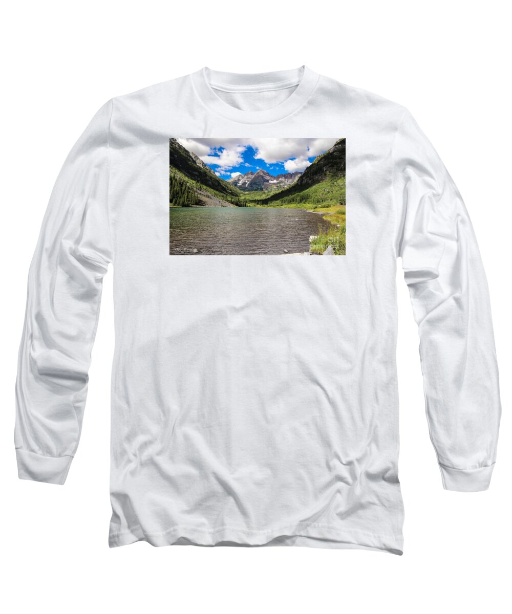 Maroon Bells Long Sleeve T-Shirt featuring the photograph Maroon Bells Image Four by Veronica Batterson