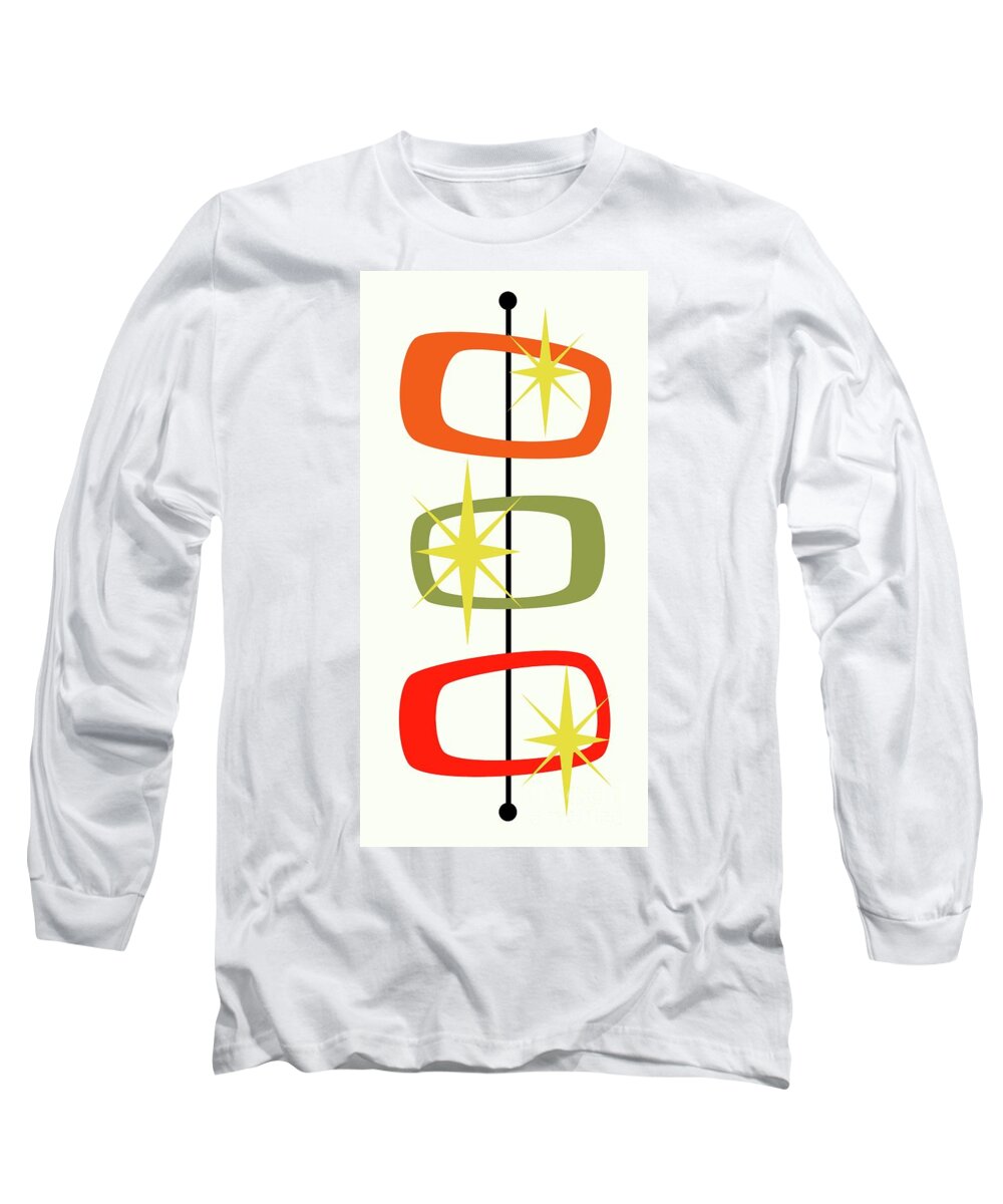 Mid Century Modern Long Sleeve T-Shirt featuring the digital art MCM Shapes 1 by Donna Mibus
