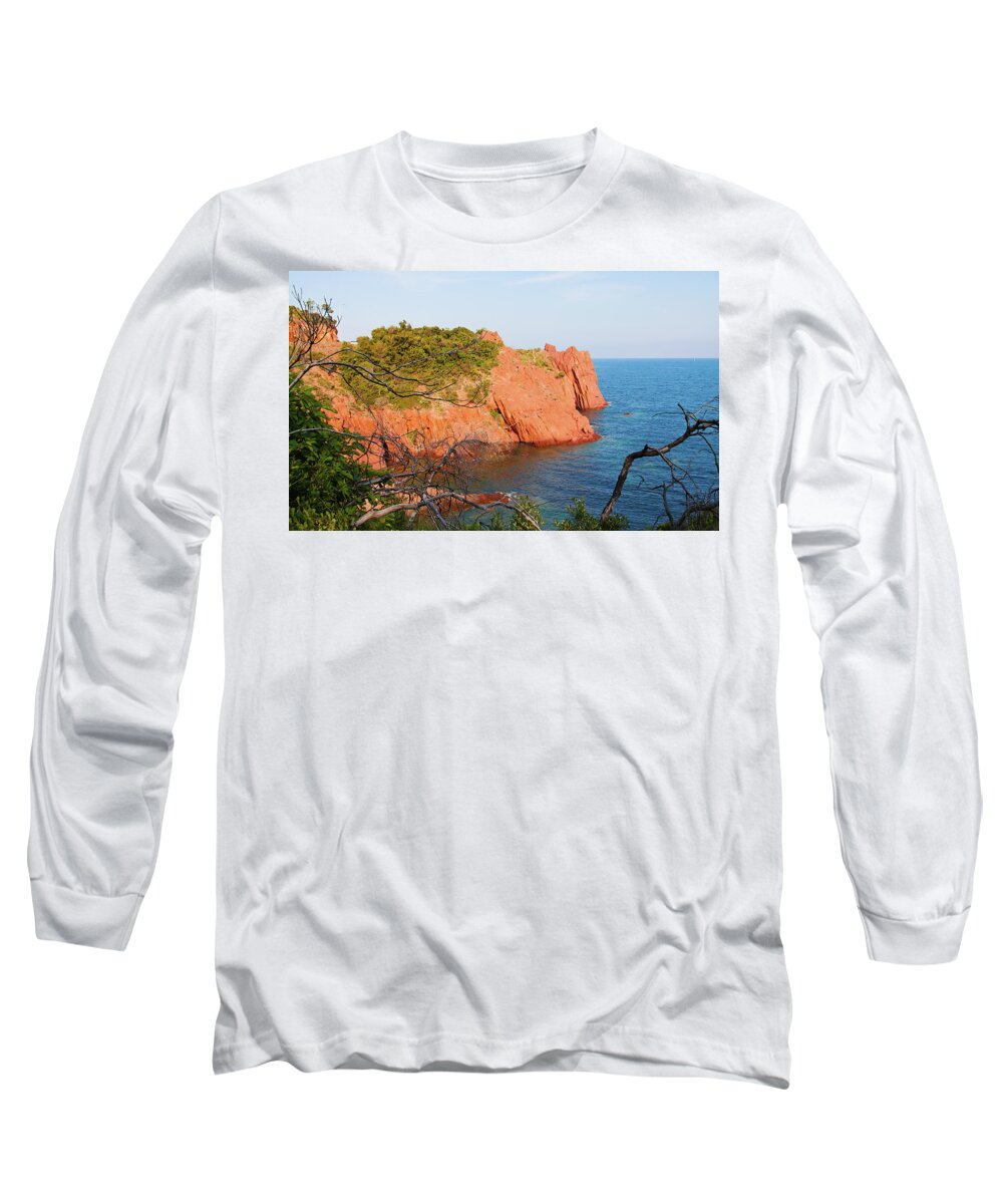 Mediterranean Long Sleeve T-Shirt featuring the photograph Mediterranean coast in Provence by Tatiana Travelways