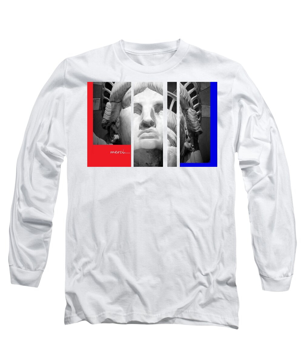 Friendship Freedom Long Sleeve T-Shirt featuring the mixed media Merci by Andrew Drozdowicz