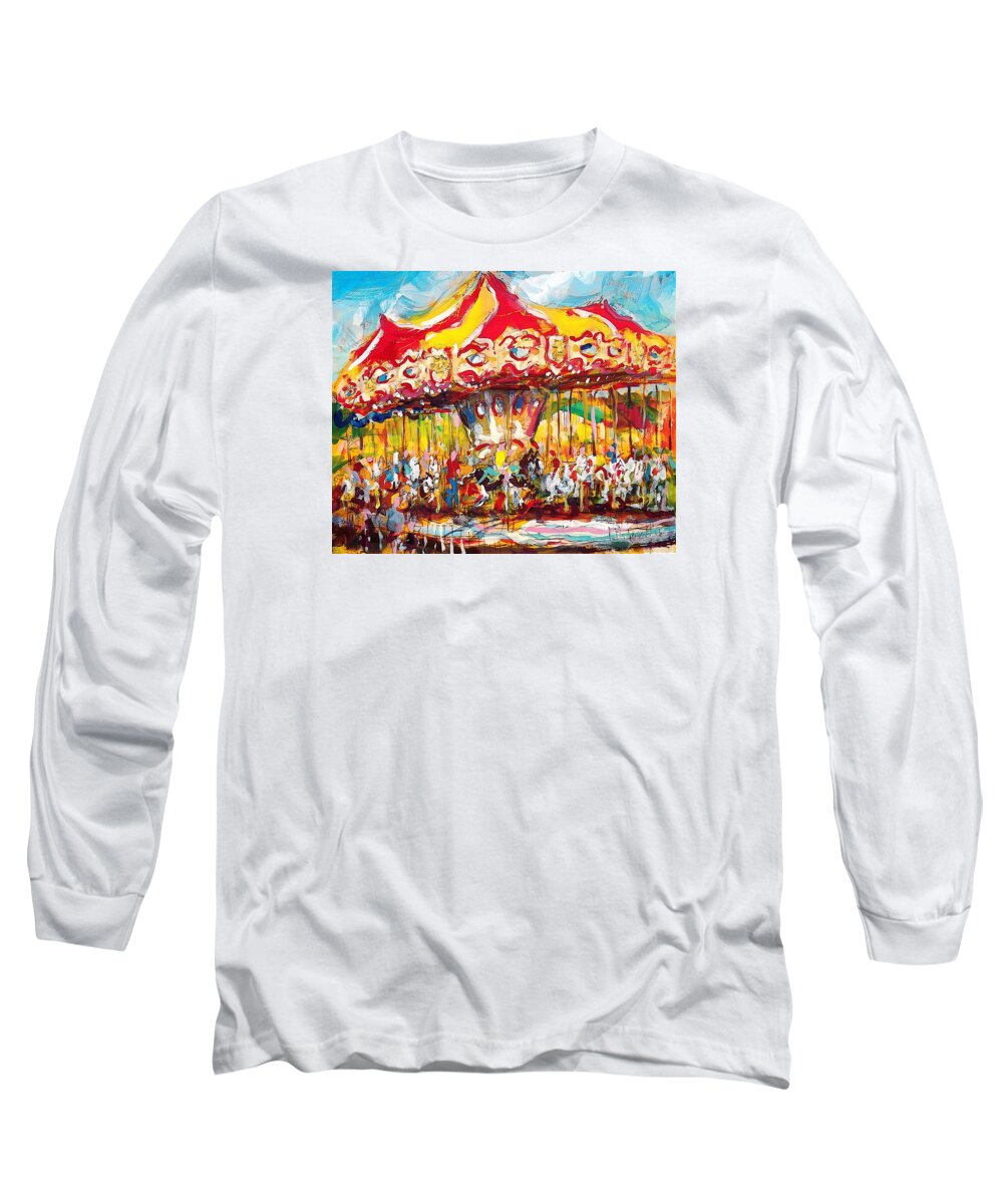 Paintings Long Sleeve T-Shirt featuring the painting Merry-Go-Round by Les Leffingwell