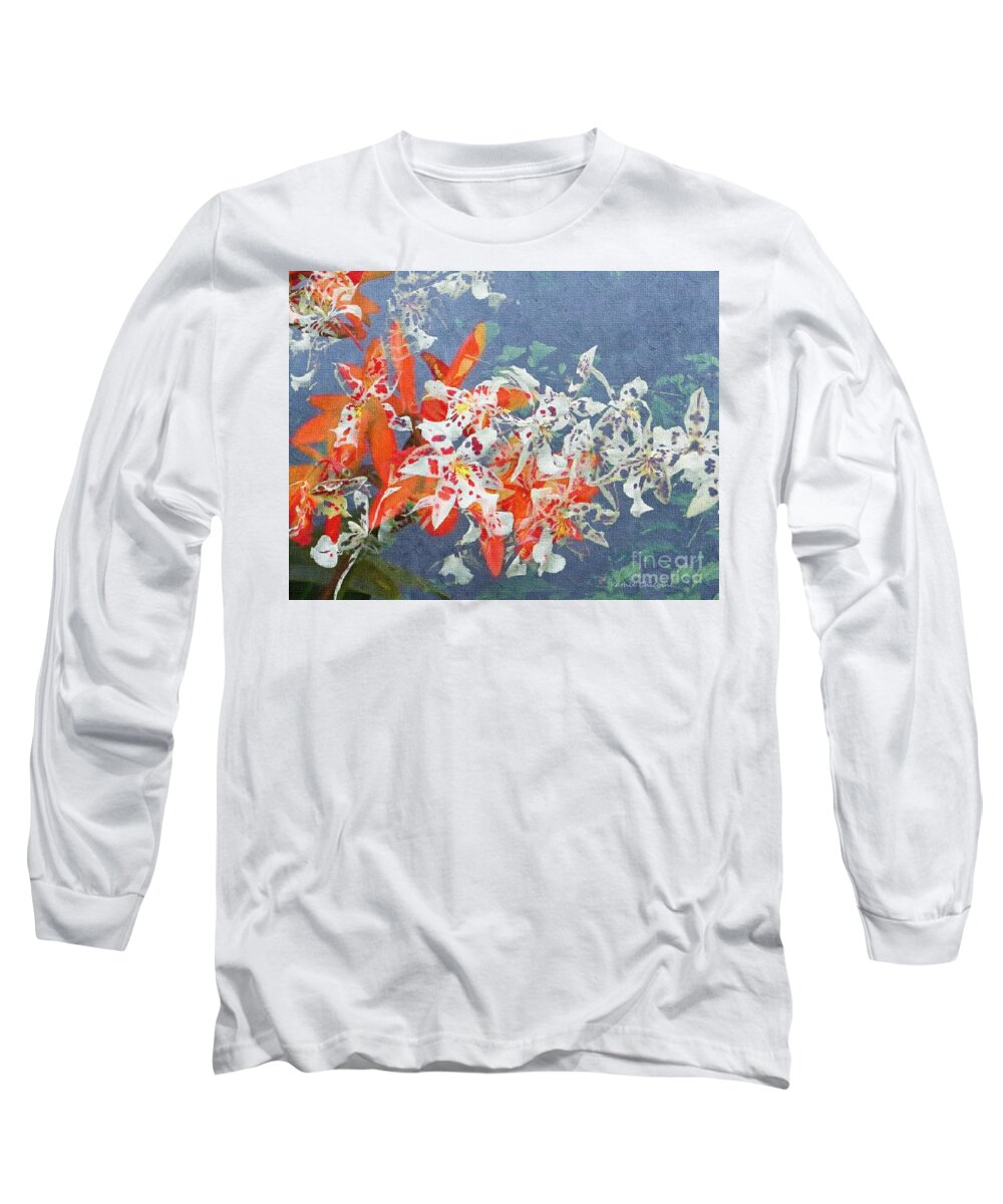 Photographic Art Long Sleeve T-Shirt featuring the digital art Mix of Orchids by Kathie Chicoine