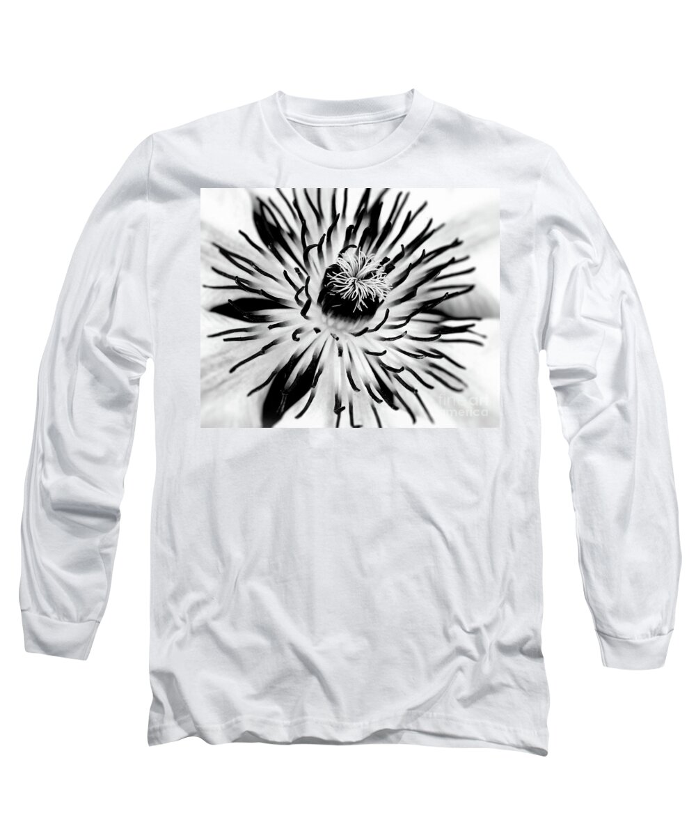 Clematis Long Sleeve T-Shirt featuring the photograph Mono Clematis by Baggieoldboy